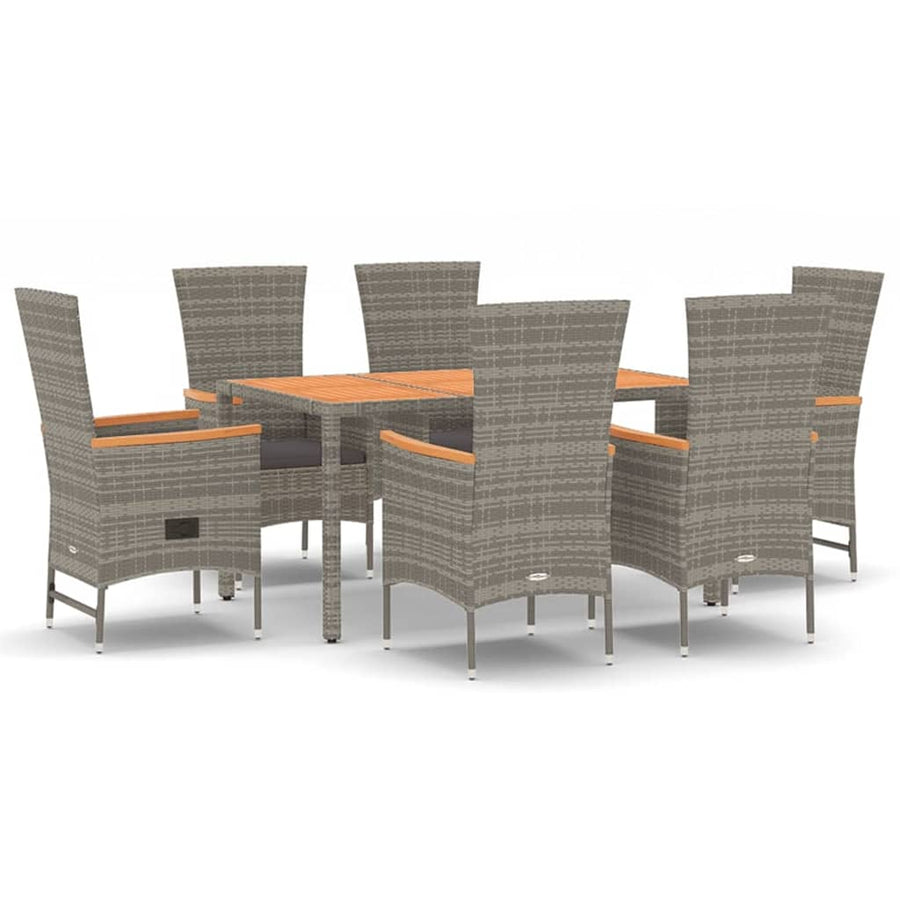 7-Delige Tuinset Met Kussens Poly Rattan Grijs 1