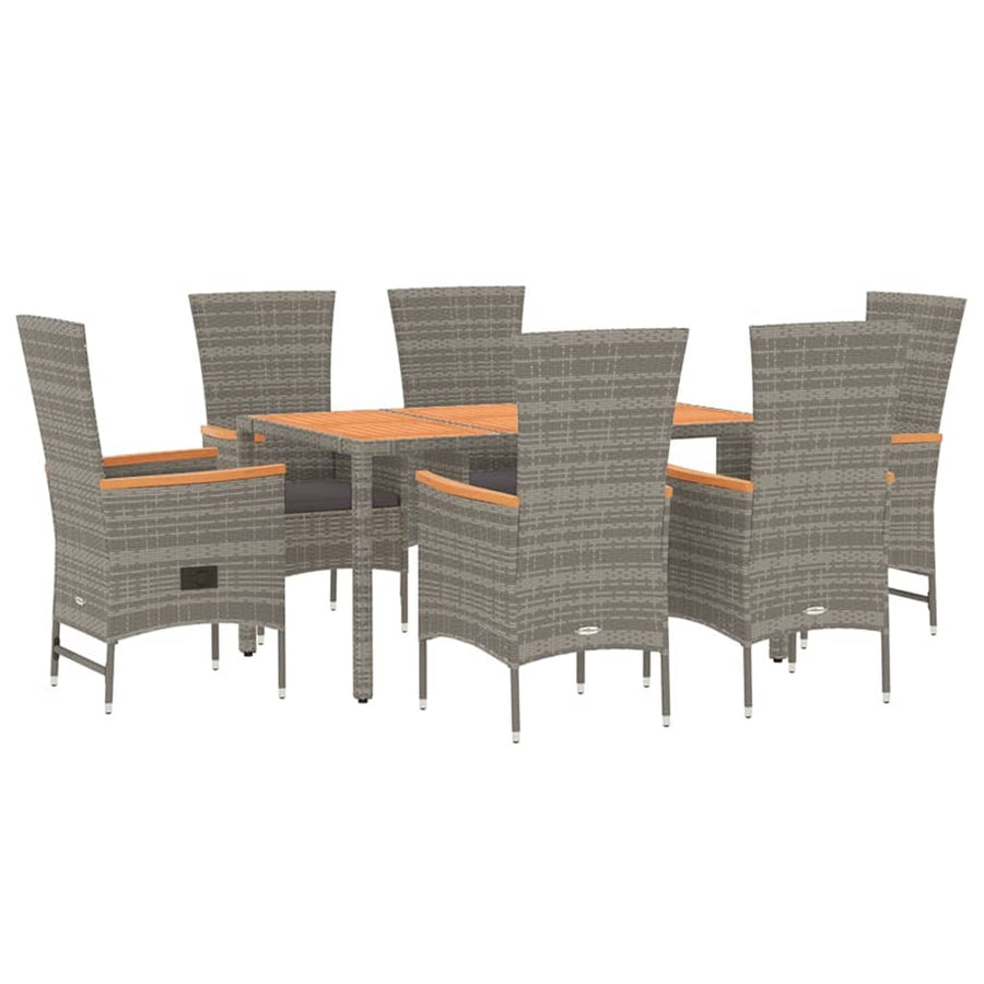 7-Delige Tuinset Met Kussens Poly Rattan Grijs 1