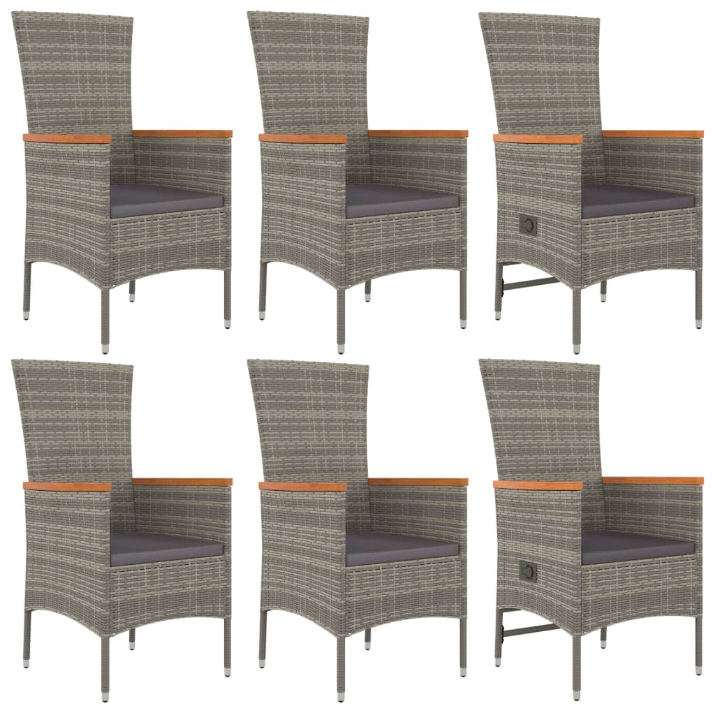7-Delige Tuinset Met Kussens Poly Rattan Grijs 1
