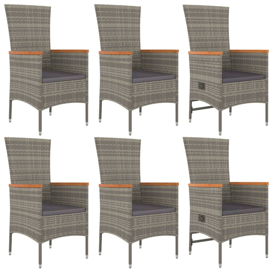 7-Delige Tuinset Met Kussens Poly Rattan Grijs 1
