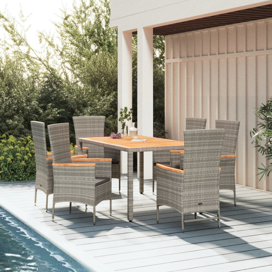 7-Delige Tuinset Met Kussens Poly Rattan Grijs 1