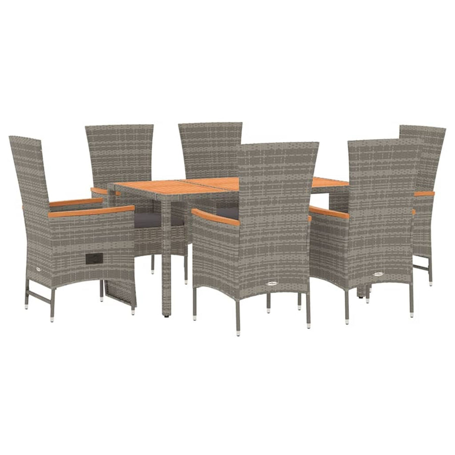 7-Delige Tuinset Met Kussens Poly Rattan Grijs 1
