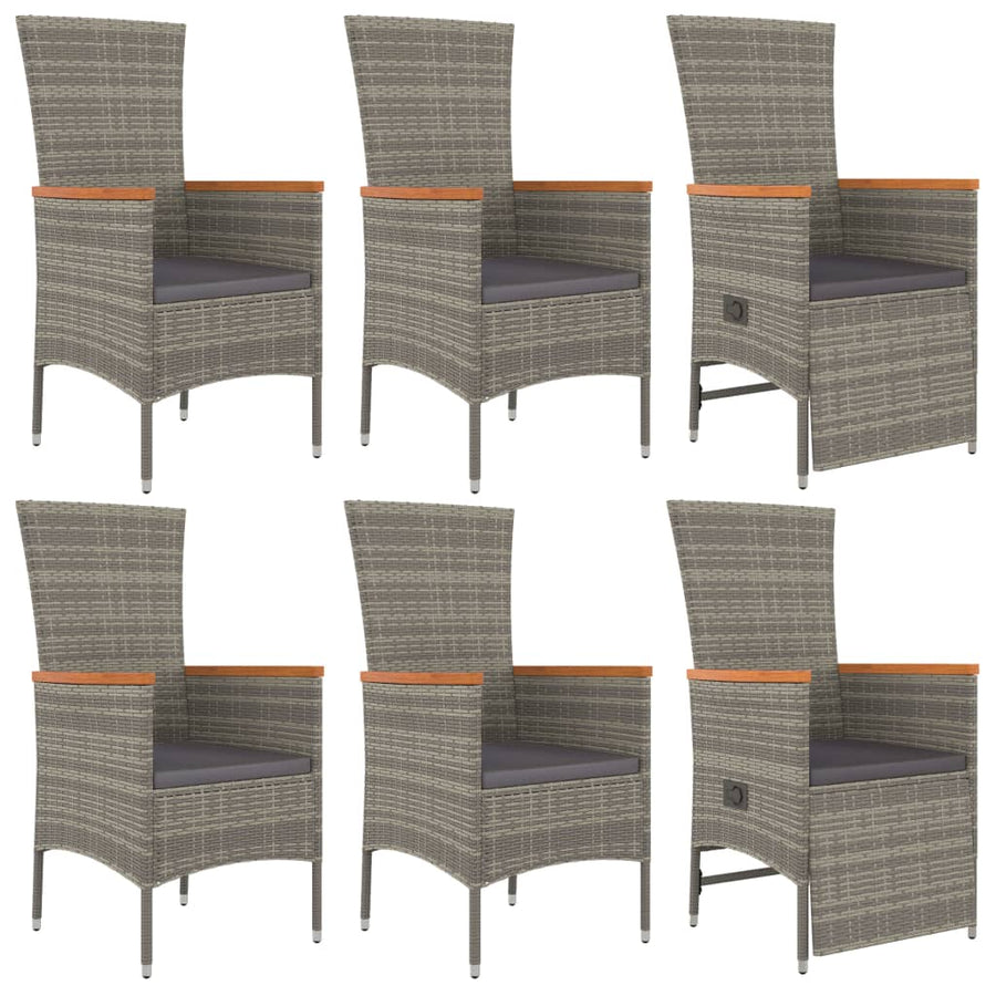 7-Delige Tuinset Met Kussens Poly Rattan Grijs 1