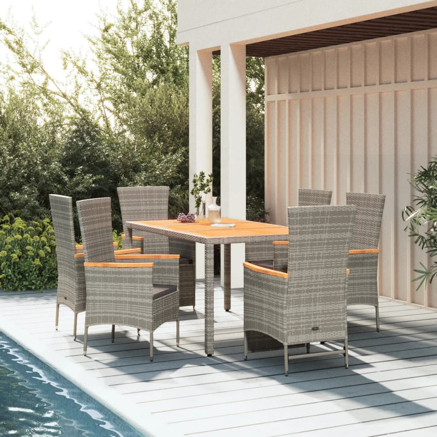 7-Delige Tuinset Met Kussens Poly Rattan Grijs 1