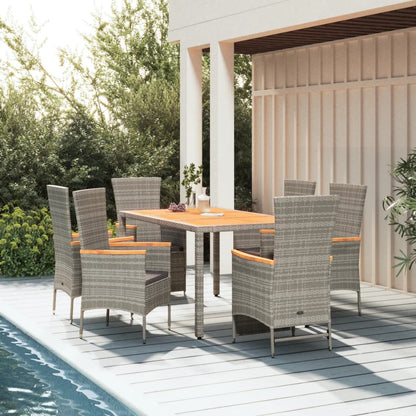 7-Delige Tuinset Met Kussens Poly Rattan Grijs 1