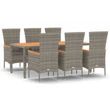 7-Delige Tuinset Met Kussens Poly Rattan Grijs 1 190 cm tafellengte