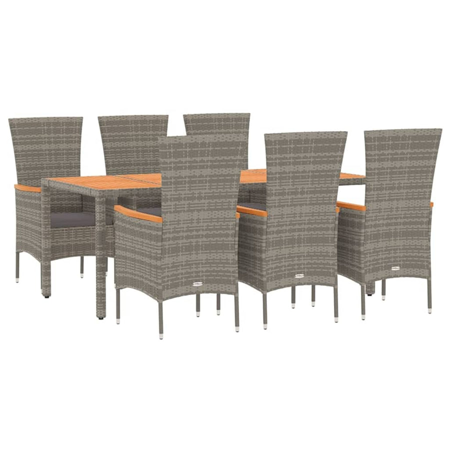 7-Delige Tuinset Met Kussens Poly Rattan Grijs 1 190 cm tafellengte