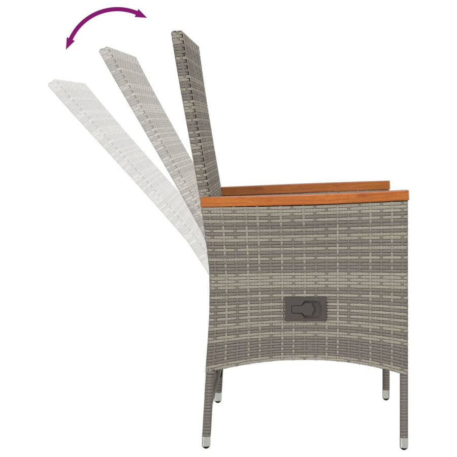 9-Delige Tuinset Met Kussens Poly Rattan Grijs 1 190 cm tafellengte