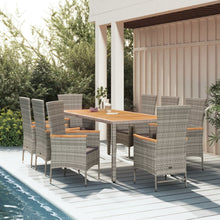 9-Delige Tuinset Met Kussens Poly Rattan Grijs 1 190 cm tafellengte