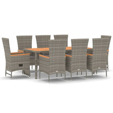 9-Delige Tuinset Met Kussens Poly Rattan Grijs 1 190 cm tafellengte