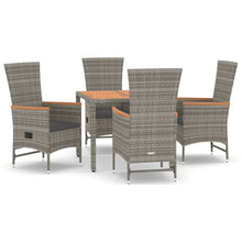 5-Delige Tuinset Met Kussens Poly Rattan Grijs 90 cm tafellengte 4x stoel + Tafel