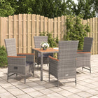 Tuinset poly rattan grijs 5-delig met kussens