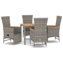 5-Delige Tuinset Met Kussens Poly Rattan Grijs 90 cm tafellengte 2x stoel + 2x Fauteuil + Tafel