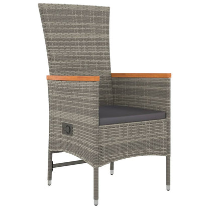 5-Delige Tuinset Met Kussens Poly Rattan Grijs 90 cm tafellengte 2x stoel + 2x Fauteuil + Tafel