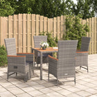 Tuinset 5-delig poly rattan grijs