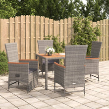 5-Delige Tuinset Met Kussens Poly Rattan Grijs 90 cm tafellengte 2x stoel + 2x Fauteuil + Tafel