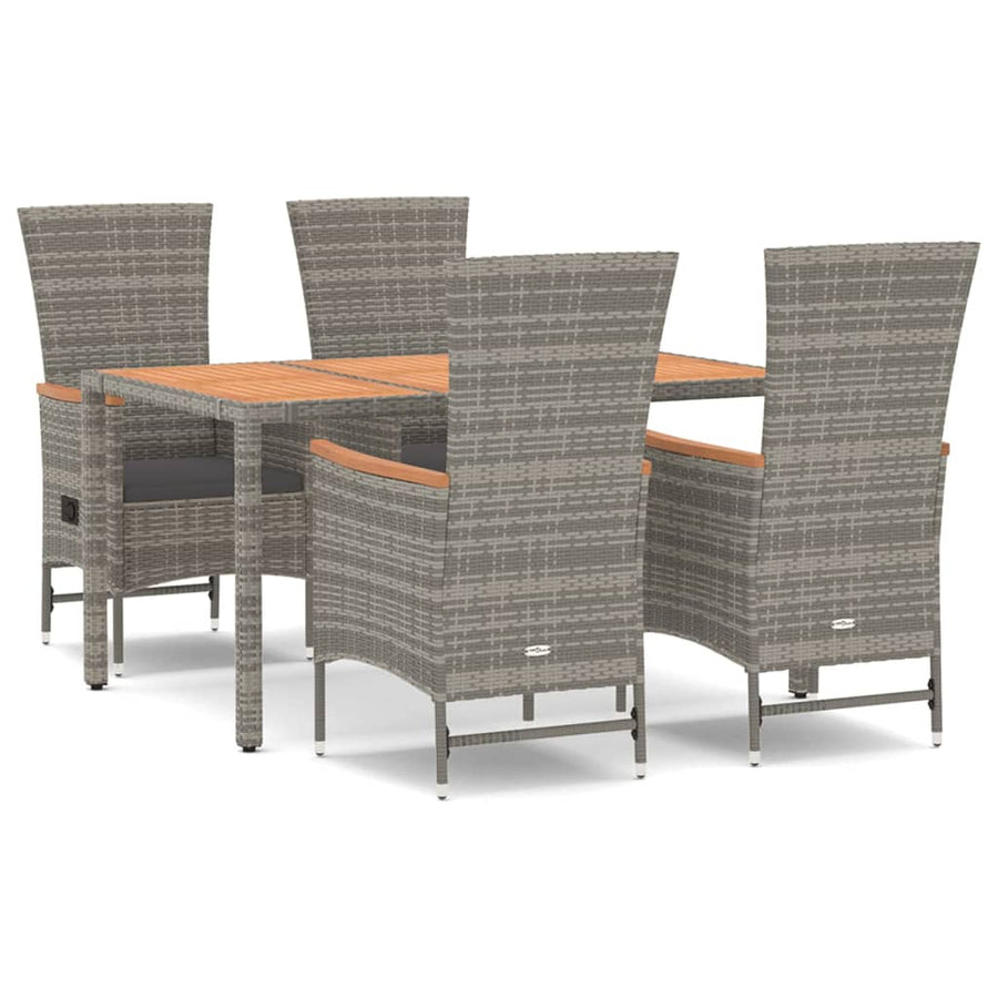 5-Delige Tuinset Met Kussens Poly Rattan Grijs 1