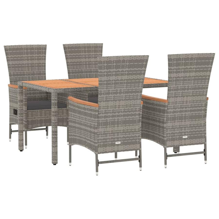 5-Delige Tuinset Met Kussens Poly Rattan Grijs 1