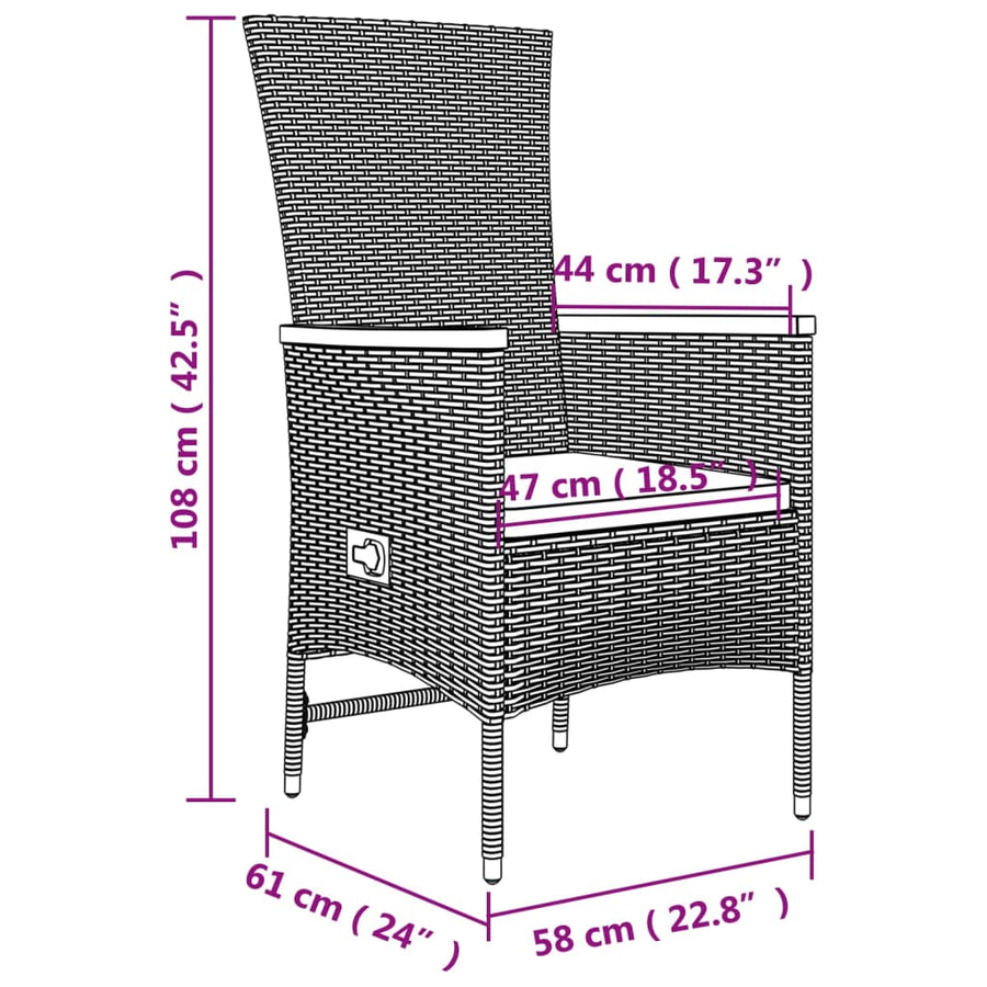 5-Delige Tuinset Met Kussens Poly Rattan Grijs 1