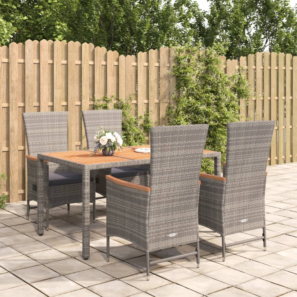 5-Delige Tuinset Met Kussens Poly Rattan Grijs 1
