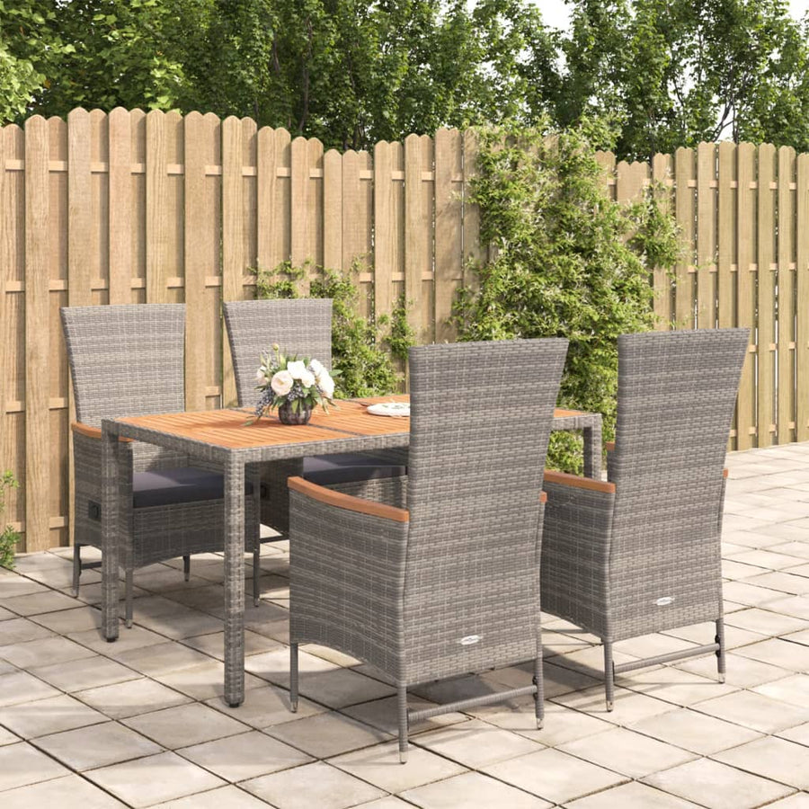 5-Delige Tuinset Met Kussens Poly Rattan Grijs 1
