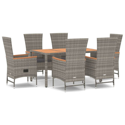 7-Delige Tuinset Met Kussens Poly Rattan Grijs 1
