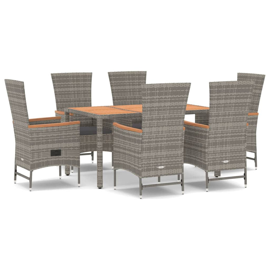 7-Delige Tuinset Met Kussens Poly Rattan Grijs 1