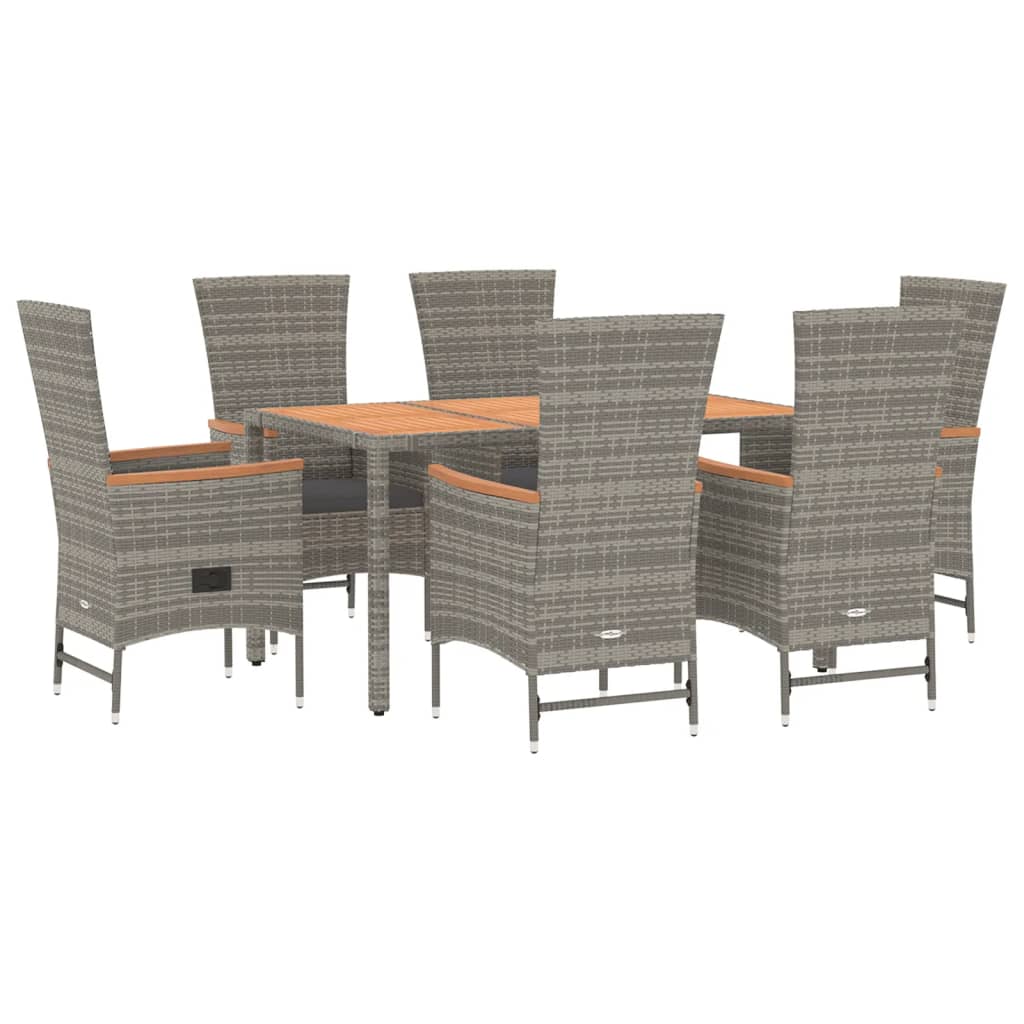 7-Delige Tuinset Met Kussens Poly Rattan Grijs 1
