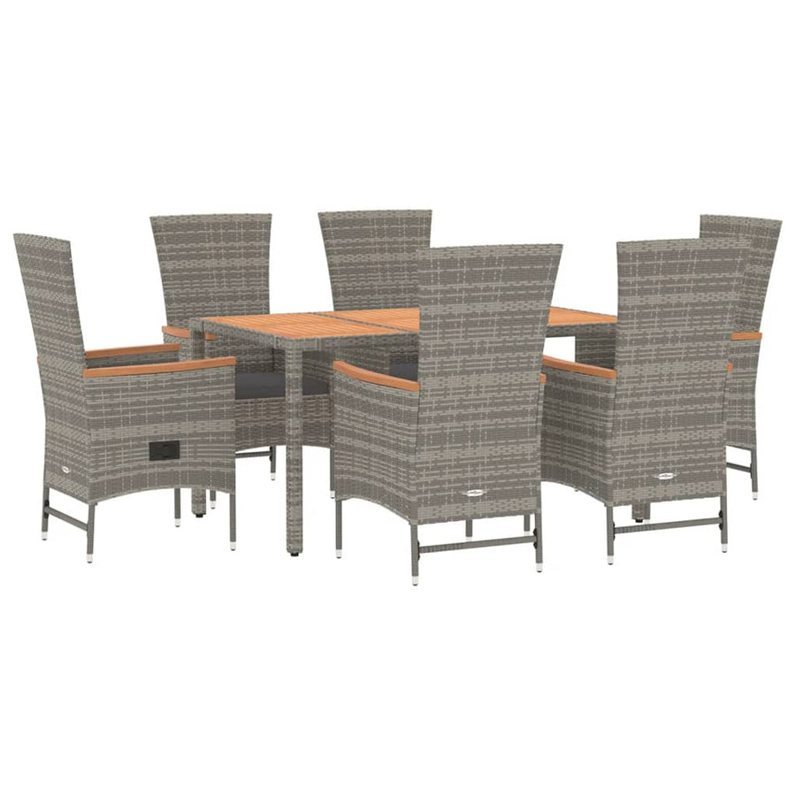 7-Delige Tuinset Met Kussens Poly Rattan Grijs 1