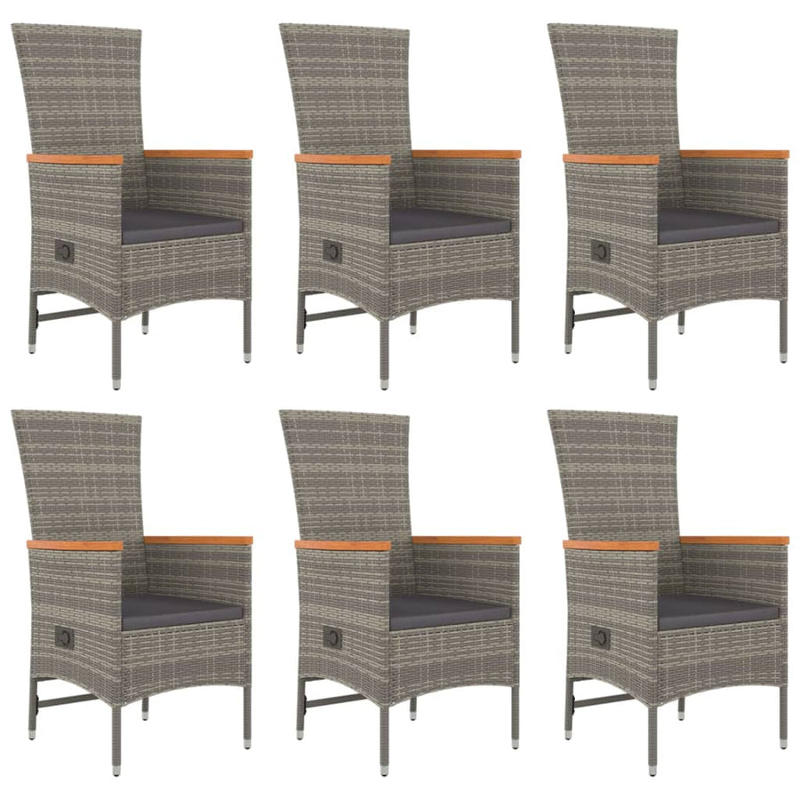 7-Delige Tuinset Met Kussens Poly Rattan Grijs 1