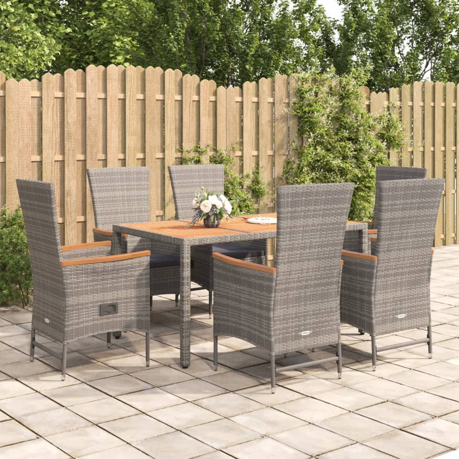7-Delige Tuinset Met Kussens Poly Rattan Grijs 1
