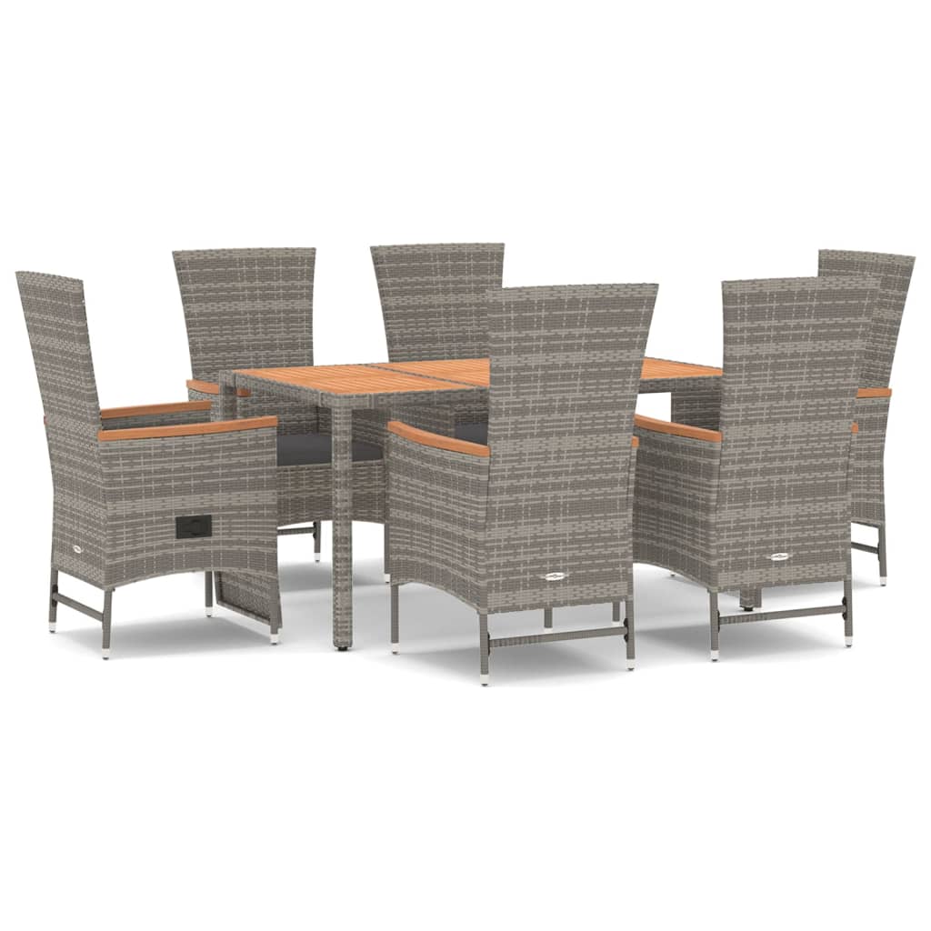 7-Delige Tuinset Met Kussens Poly Rattan Grijs 1