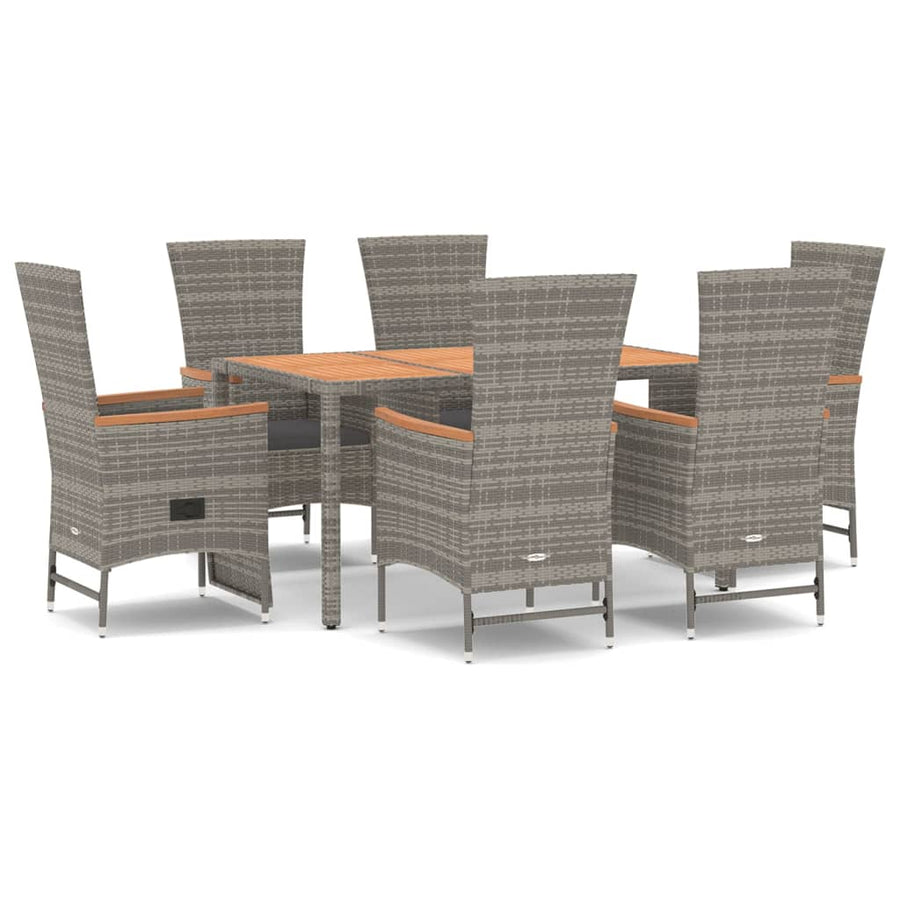 7-Delige Tuinset Met Kussens Poly Rattan Grijs 1