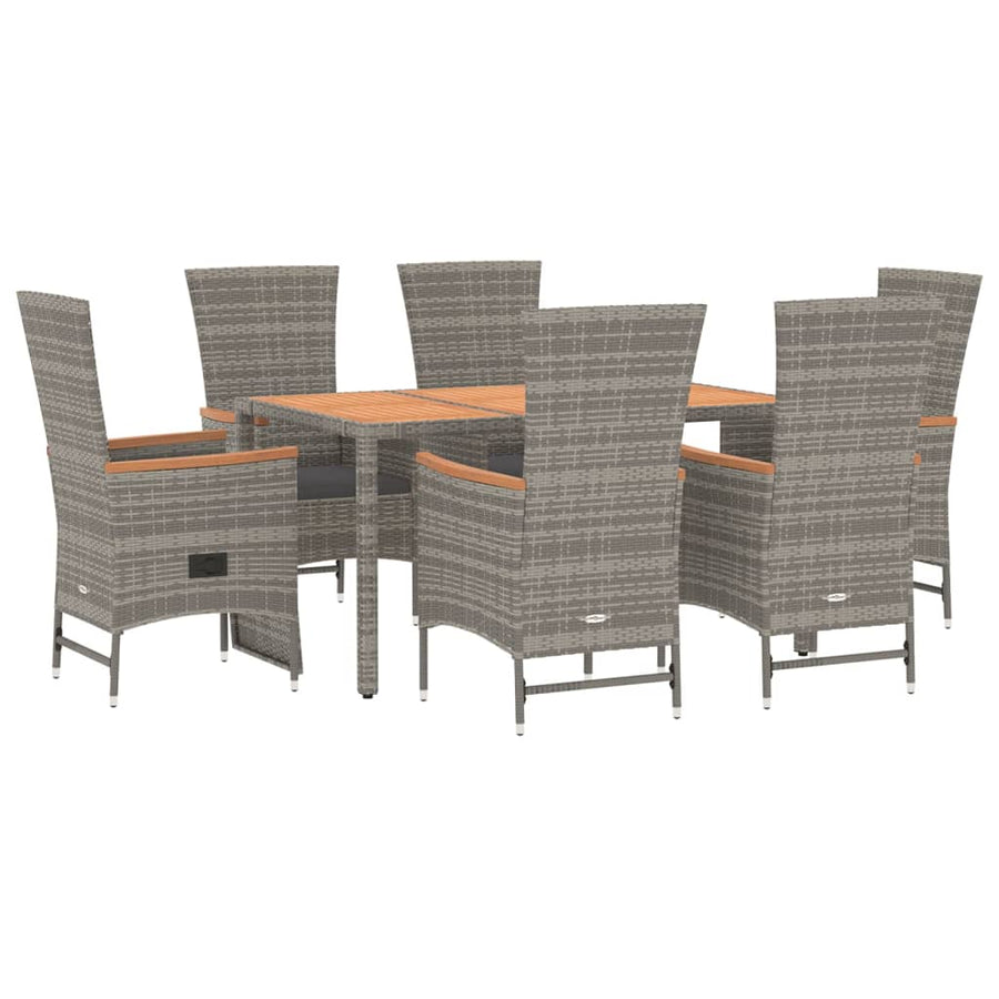 7-Delige Tuinset Met Kussens Poly Rattan Grijs 1