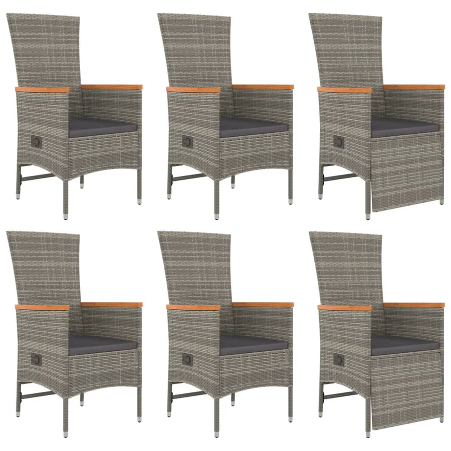 7-Delige Tuinset Met Kussens Poly Rattan Grijs 1