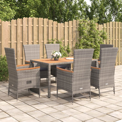 7-Delige Tuinset Met Kussens Poly Rattan Grijs 1