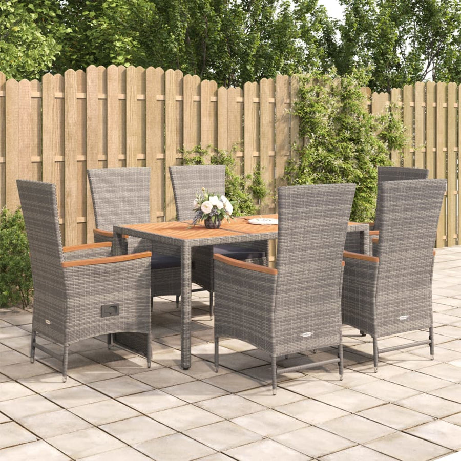7-Delige Tuinset Met Kussens Poly Rattan Grijs 1