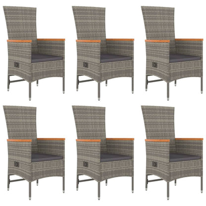 7-Delige Tuinset Met Kussens Poly Rattan Grijs 1 190 cm tafellengte