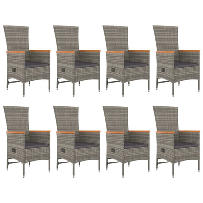 9-Delige Tuinset Met Kussens Poly Rattan Grijs 1 190 cm tafellengte