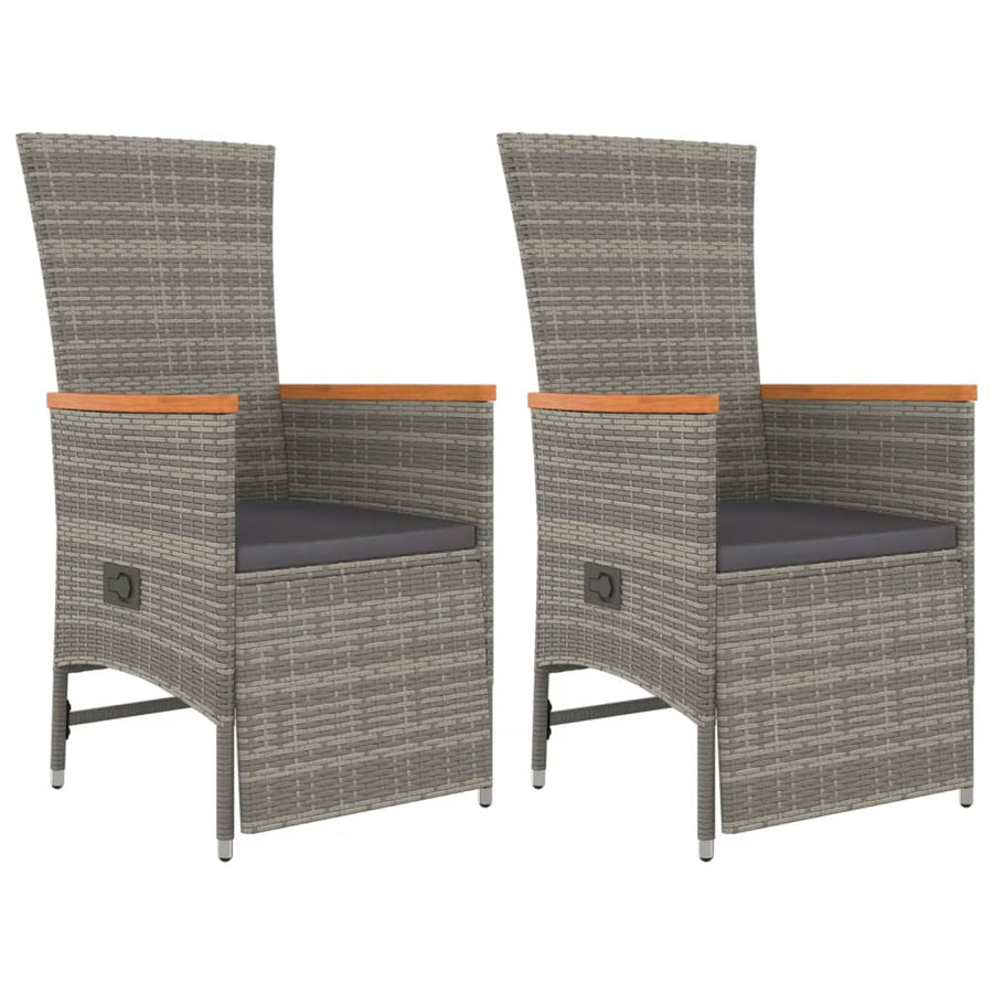 -Delige Tuinset Met Kussens Poly Rattan Grijs 3 90 cm tafellengte