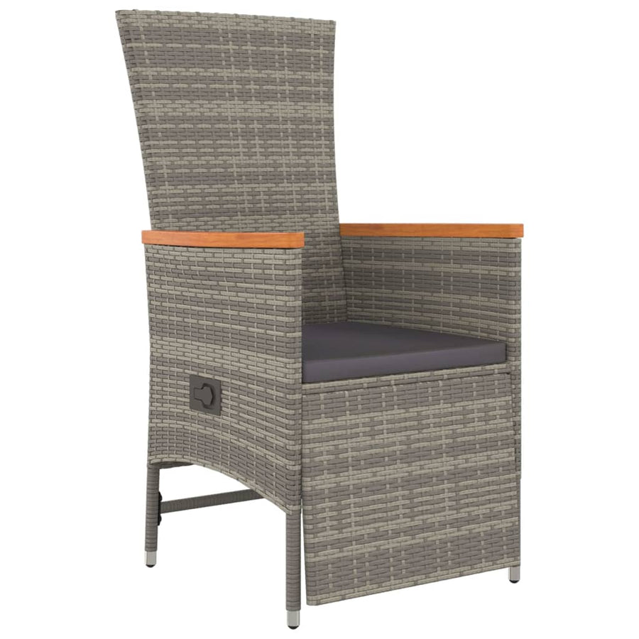 -Delige Tuinset Met Kussens Poly Rattan Grijs 3 90 cm tafellengte