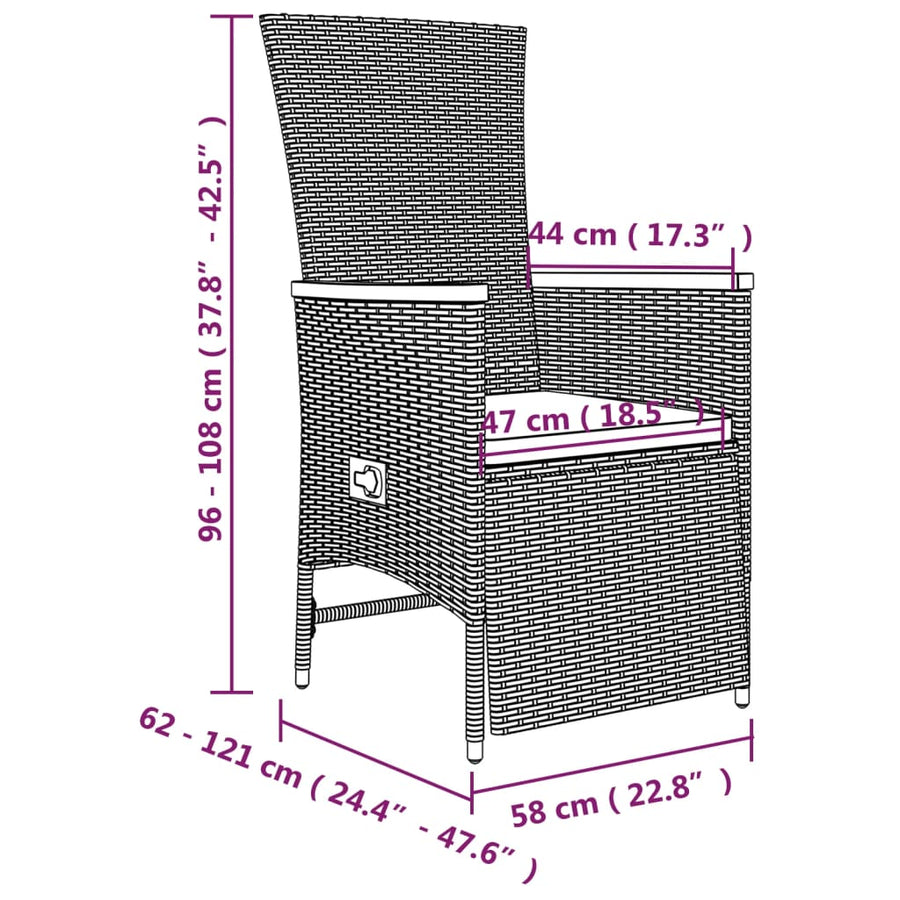 -Delige Tuinset Met Kussens Poly Rattan Grijs 3 90 cm tafellengte