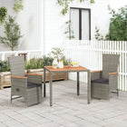 3-piece Patio Bistro Set with Cushions Poly Rattan Grey