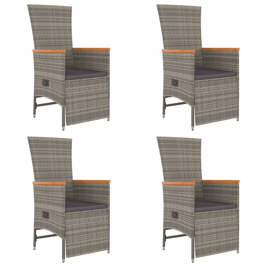 -Delige Tuinset Met Kussens Poly Rattan Grijs 5 90 cm tafellengte