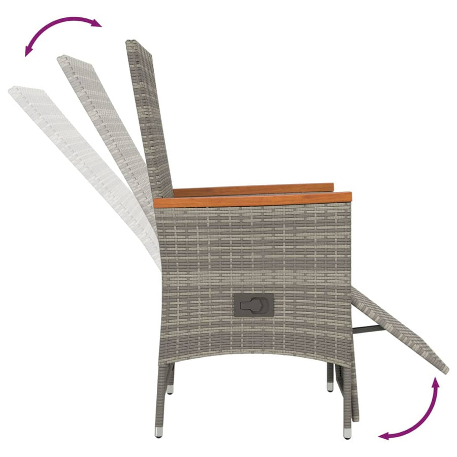 -Delige Tuinset Met Kussens Poly Rattan Grijs 5 90 cm tafellengte