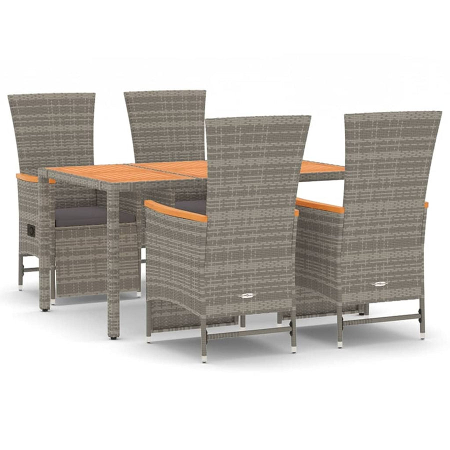 5-Delige Tuinset Met Kussens Poly Rattan Grijs 4