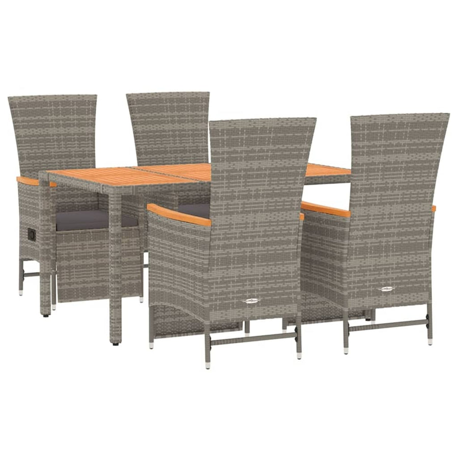 5-Delige Tuinset Met Kussens Poly Rattan Grijs 4