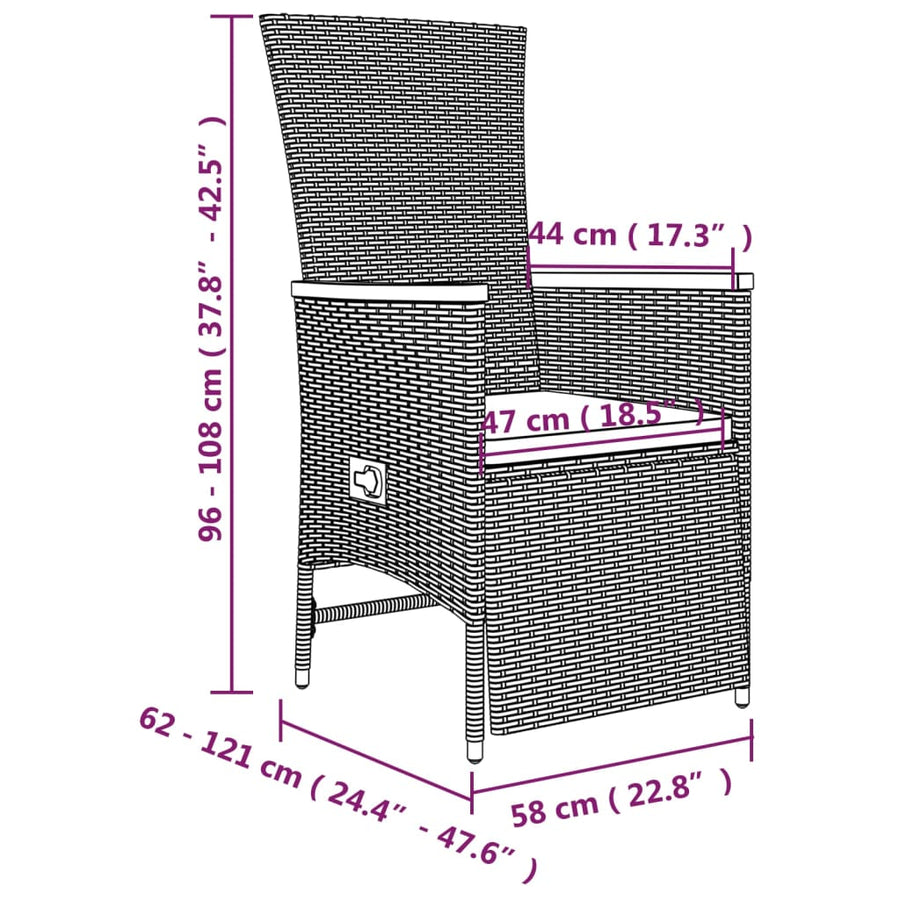 5-Delige Tuinset Met Kussens Poly Rattan Grijs 4