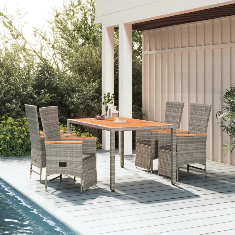 5-Delige Tuinset Met Kussens Poly Rattan Grijs 4