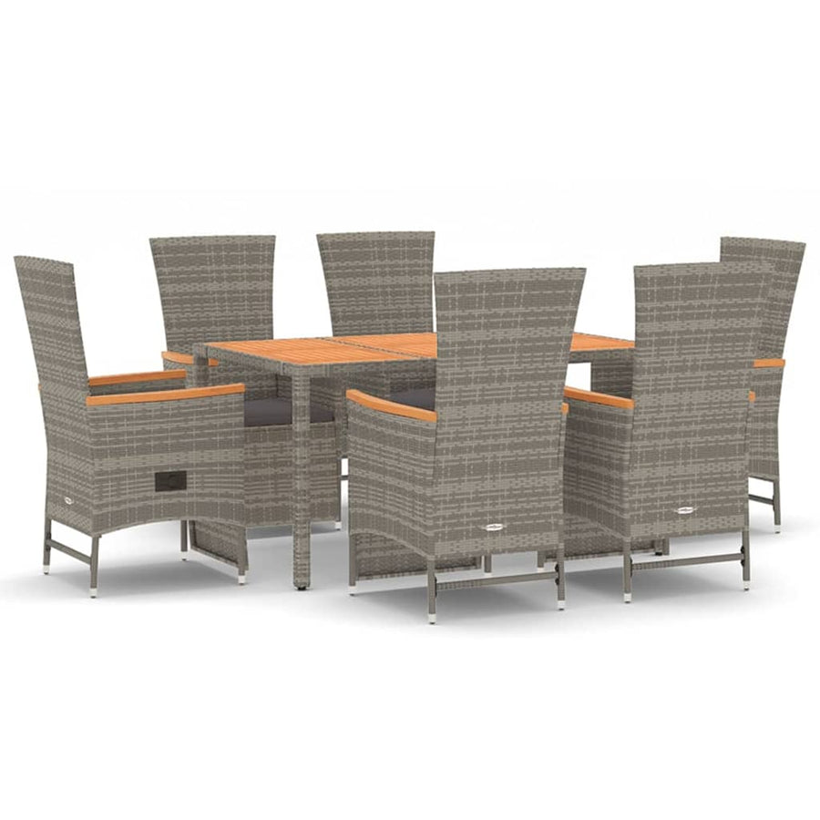 7-Delige Tuinset Met Kussens Poly Rattan Grijs 6